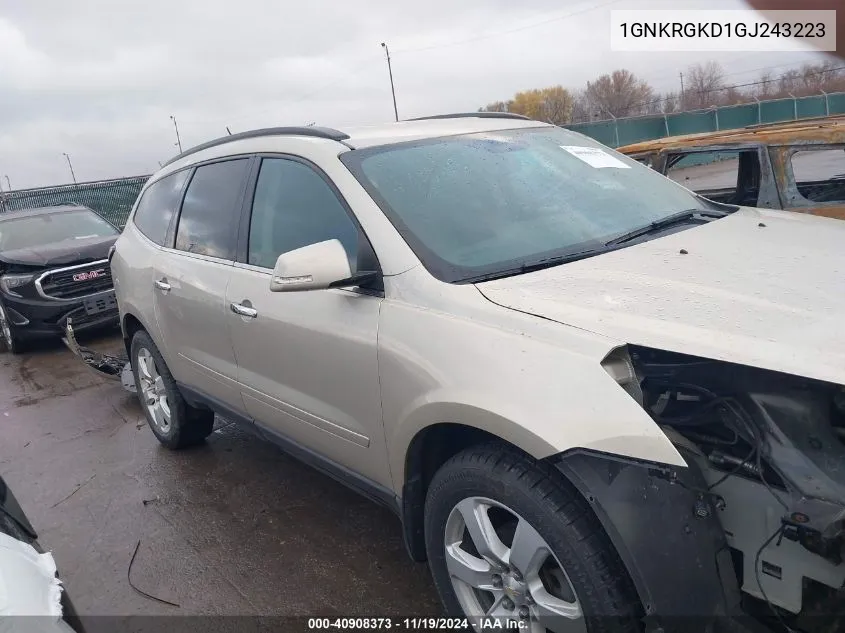 2016 Chevrolet Traverse 1Lt VIN: 1GNKRGKD1GJ243223 Lot: 40908373