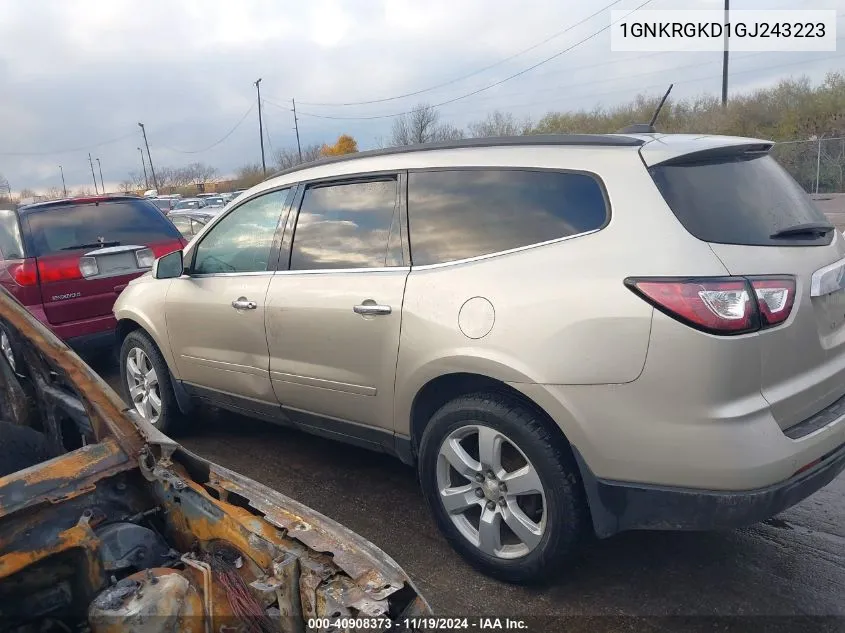 2016 Chevrolet Traverse 1Lt VIN: 1GNKRGKD1GJ243223 Lot: 40908373