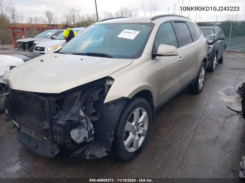 2016 Chevrolet Traverse 1Lt VIN: 1GNKRGKD1GJ243223 Lot: 40908373