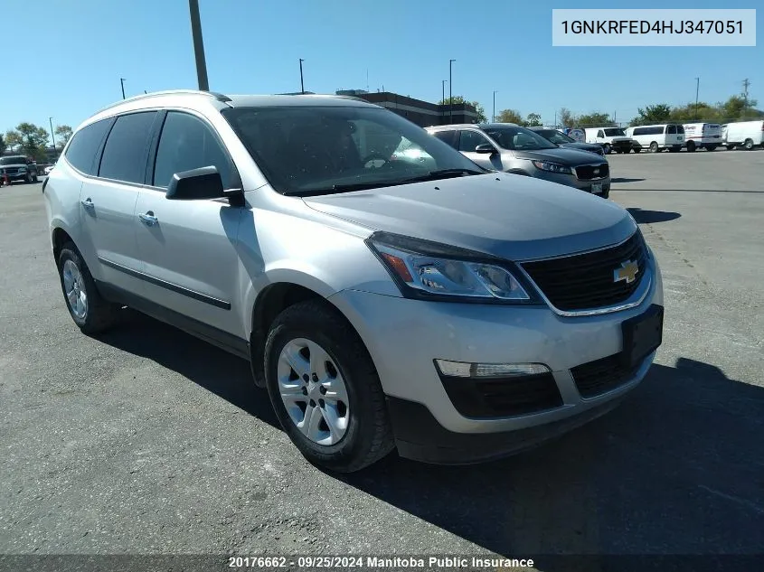 2017 Chevrolet Traverse Ls VIN: 1GNKRFED4HJ347051 Lot: 20176662