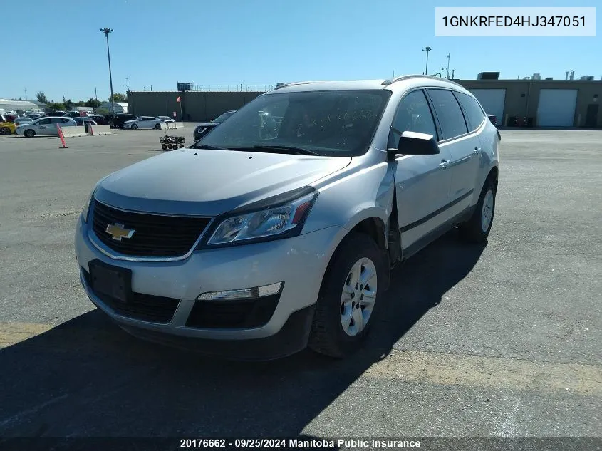 2017 Chevrolet Traverse Ls VIN: 1GNKRFED4HJ347051 Lot: 20176662