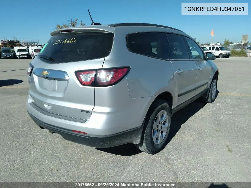 2017 Chevrolet Traverse Ls VIN: 1GNKRFED4HJ347051 Lot: 20176662