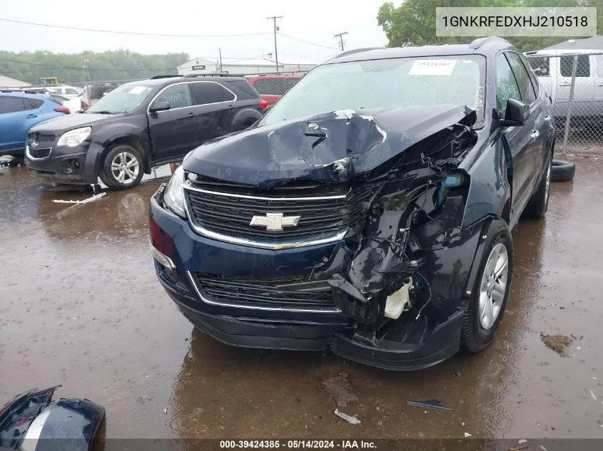 2017 Chevrolet Traverse Ls VIN: 1GNKRFEDXHJ210518 Lot: 39424385