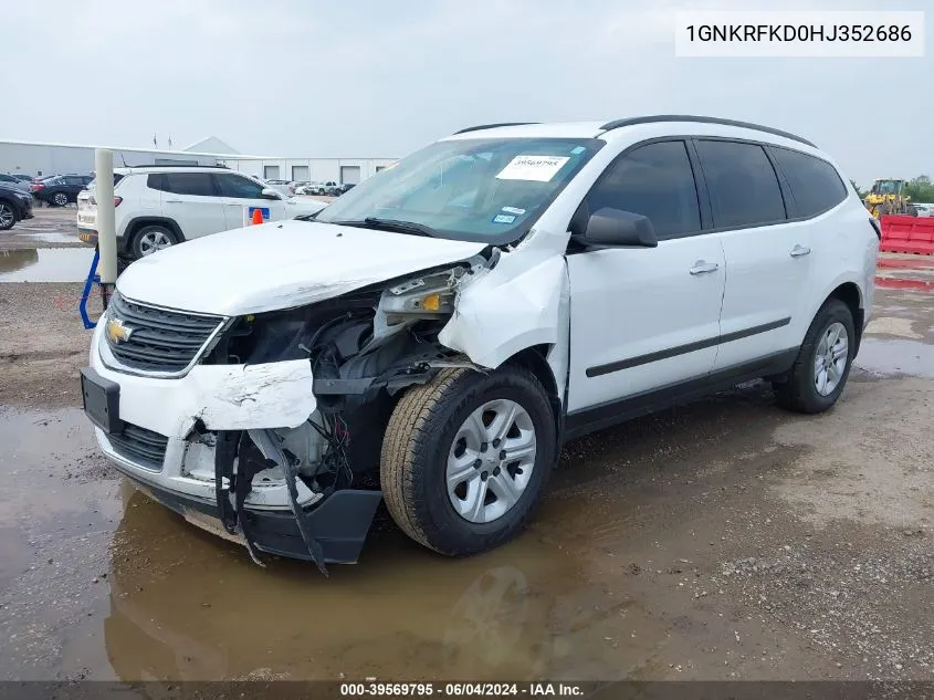 2017 Chevrolet Traverse Ls VIN: 1GNKRFKD0HJ352686 Lot: 39569795