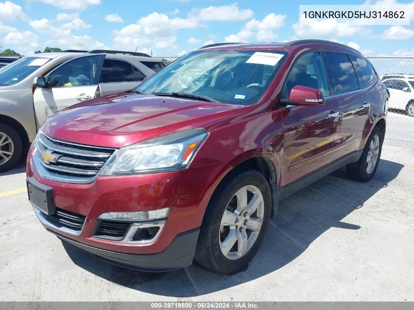 2017 Chevrolet Traverse 1Lt VIN: 1GNKRGKD5HJ314862 Lot: 39719800