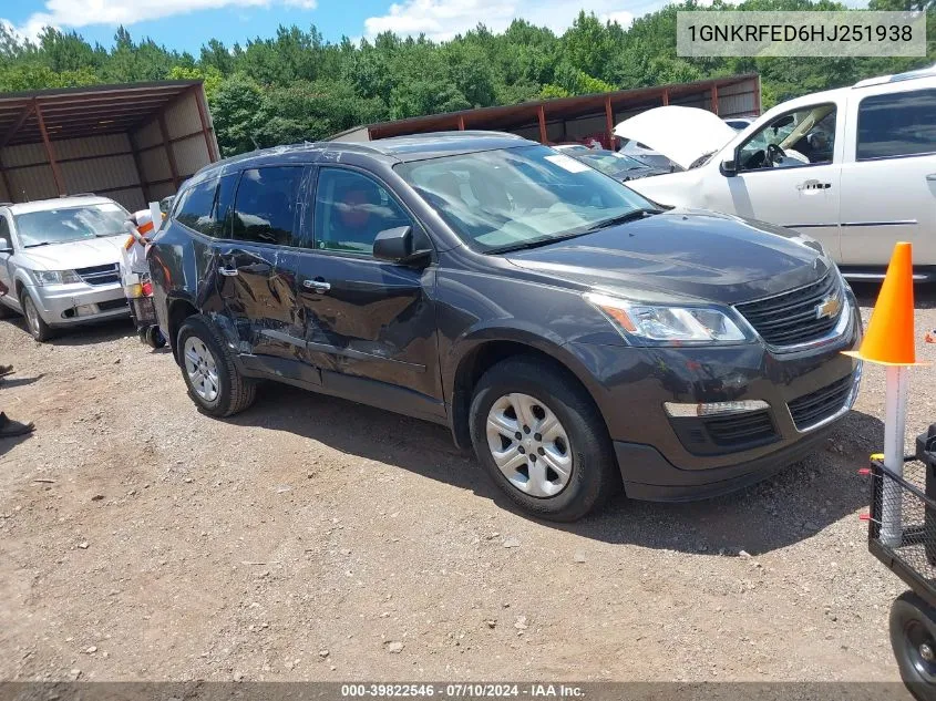 2017 Chevrolet Traverse Ls VIN: 1GNKRFED6HJ251938 Lot: 39822546