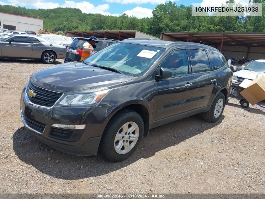 2017 Chevrolet Traverse Ls VIN: 1GNKRFED6HJ251938 Lot: 39822546