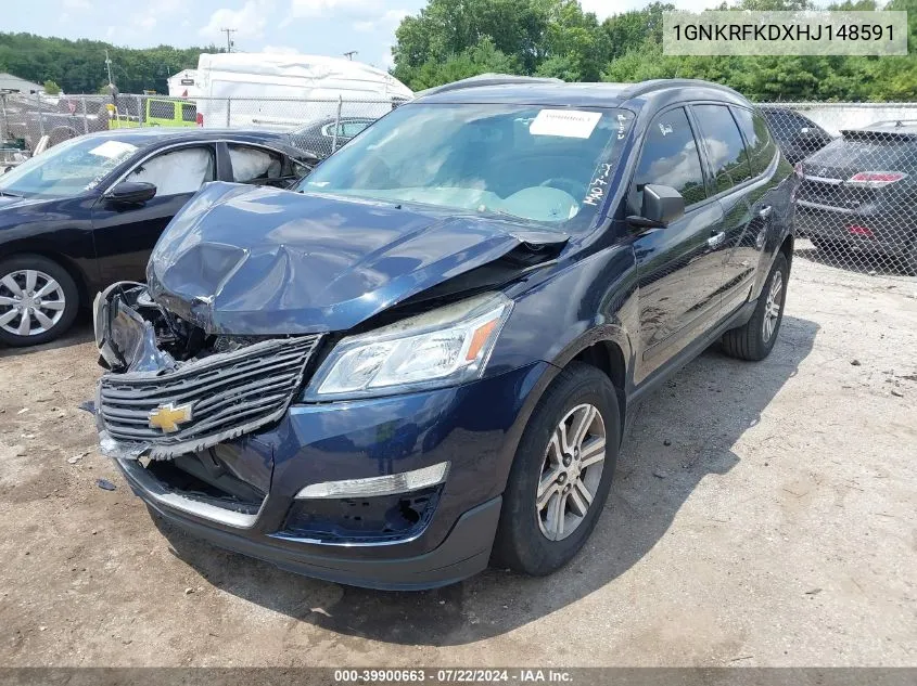 2017 Chevrolet Traverse Ls VIN: 1GNKRFKDXHJ148591 Lot: 39900663