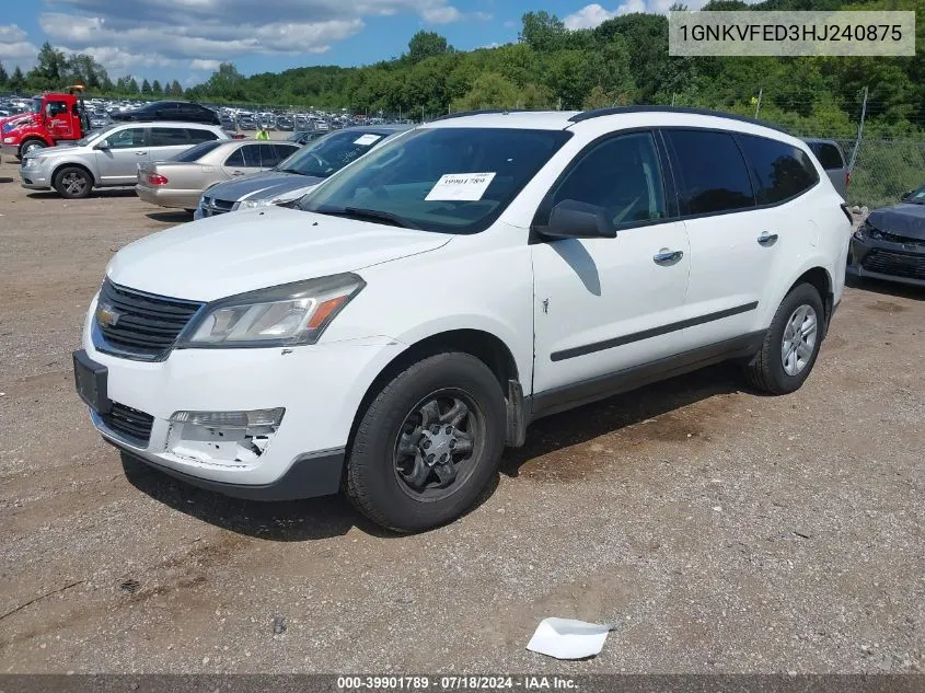 2017 Chevrolet Traverse Ls VIN: 1GNKVFED3HJ240875 Lot: 39901789