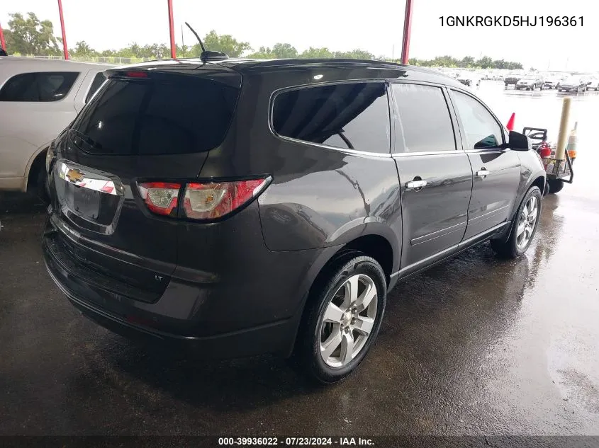 2017 Chevrolet Traverse 1Lt VIN: 1GNKRGKD5HJ196361 Lot: 39936022