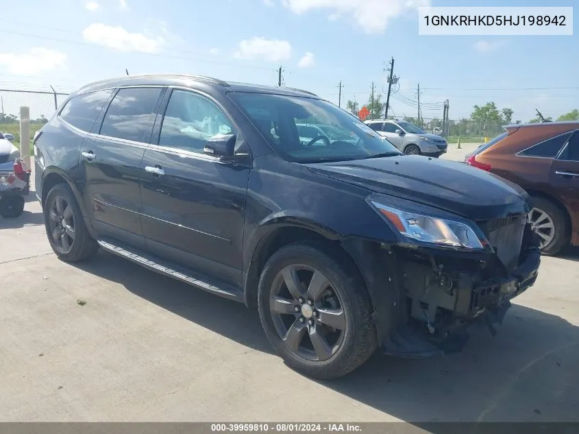 2017 Chevrolet Traverse 2Lt VIN: 1GNKRHKD5HJ198942 Lot: 39959810