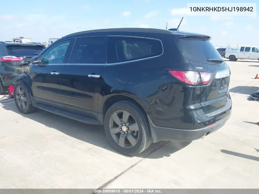 2017 Chevrolet Traverse 2Lt VIN: 1GNKRHKD5HJ198942 Lot: 39959810