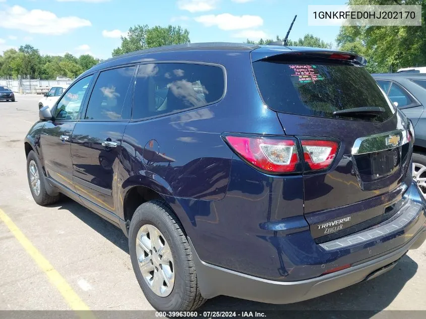 2017 Chevrolet Traverse Ls VIN: 1GNKRFED0HJ202170 Lot: 39963060