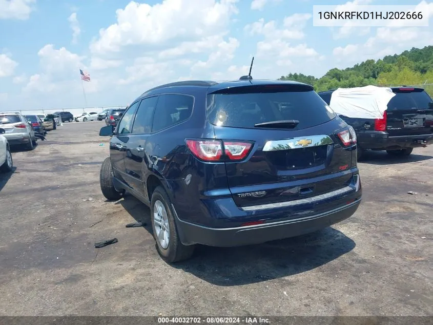 2017 Chevrolet Traverse Ls VIN: 1GNKRFKD1HJ202666 Lot: 40032702