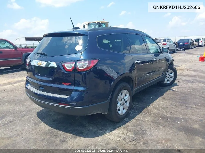 2017 Chevrolet Traverse Ls VIN: 1GNKRFKD1HJ202666 Lot: 40032702