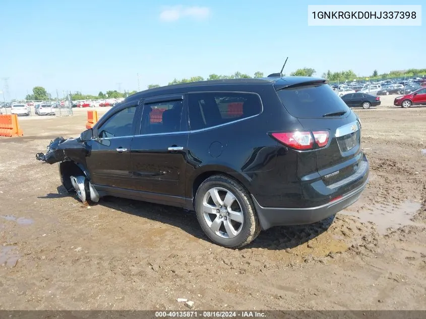 2017 Chevrolet Traverse 1Lt VIN: 1GNKRGKD0HJ337398 Lot: 40135871