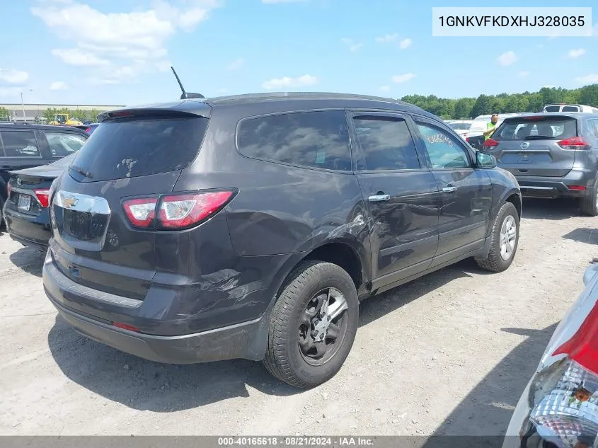 2017 Chevrolet Traverse Ls VIN: 1GNKVFKDXHJ328035 Lot: 40165618