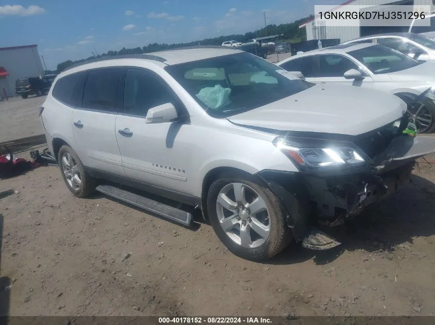 2017 Chevrolet Traverse 1Lt VIN: 1GNKRGKD7HJ351296 Lot: 40178152