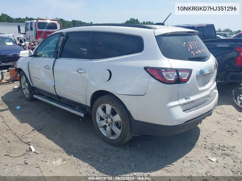 2017 Chevrolet Traverse 1Lt VIN: 1GNKRGKD7HJ351296 Lot: 40178152