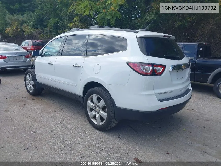 2017 Chevrolet Traverse 1Lt VIN: 1GNKVGKD4HJ100702 Lot: 40189076