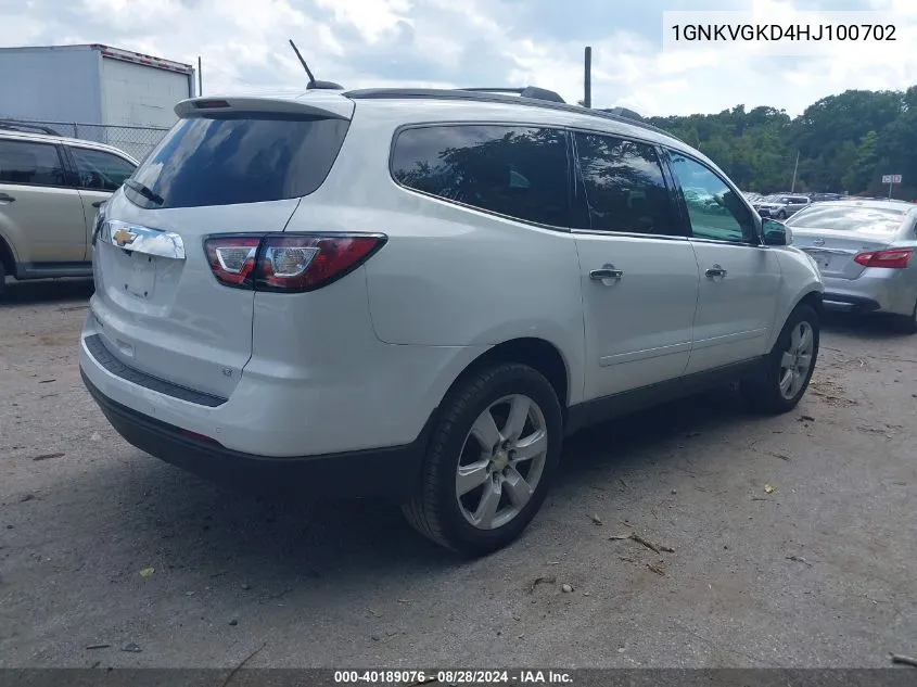 2017 Chevrolet Traverse 1Lt VIN: 1GNKVGKD4HJ100702 Lot: 40189076