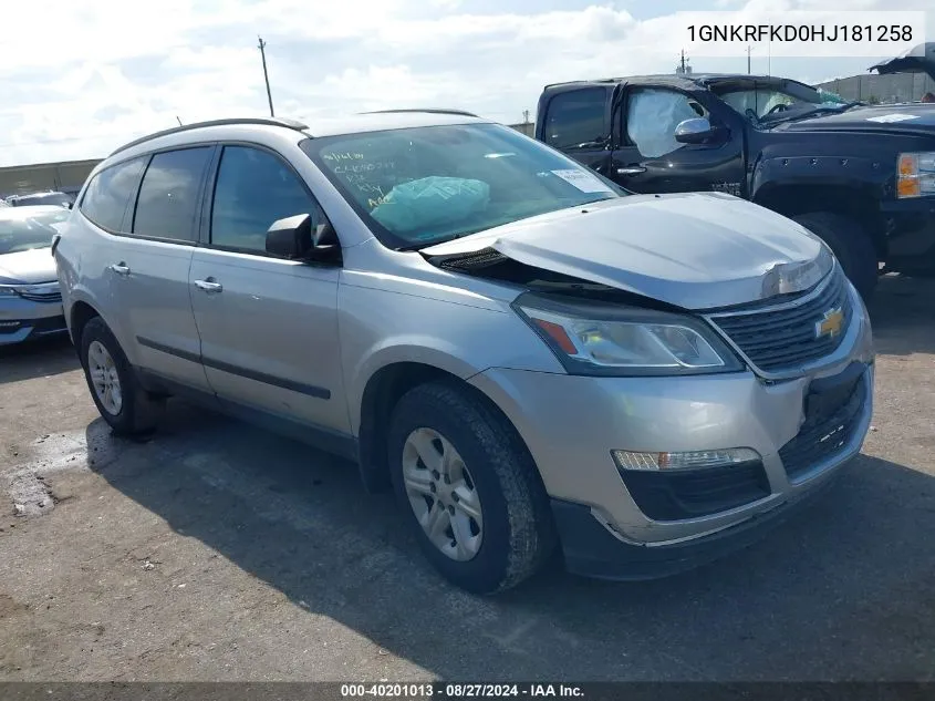 2017 Chevrolet Traverse Ls VIN: 1GNKRFKD0HJ181258 Lot: 40201013