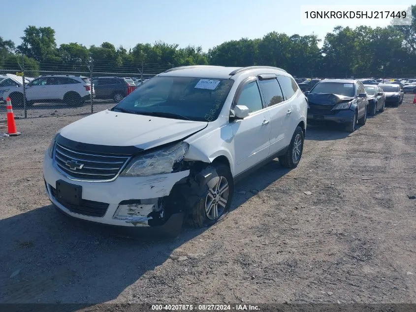 2017 Chevrolet Traverse 1Lt VIN: 1GNKRGKD5HJ217449 Lot: 40207875