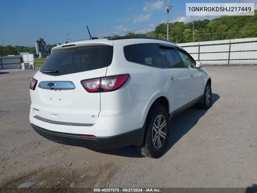 2017 Chevrolet Traverse 1Lt VIN: 1GNKRGKD5HJ217449 Lot: 40207875