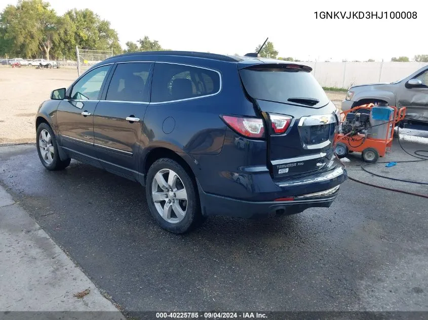 2017 Chevrolet Traverse Premier VIN: 1GNKVJKD3HJ100008 Lot: 40225785