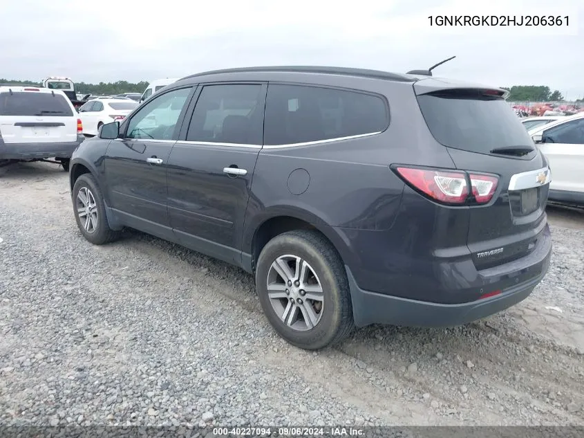 2017 Chevrolet Traverse 1Lt VIN: 1GNKRGKD2HJ206361 Lot: 40227094