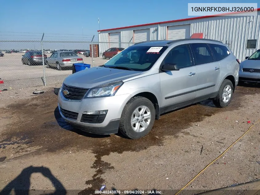 2017 Chevrolet Traverse Ls VIN: 1GNKRFKD8HJ326000 Lot: 40243876