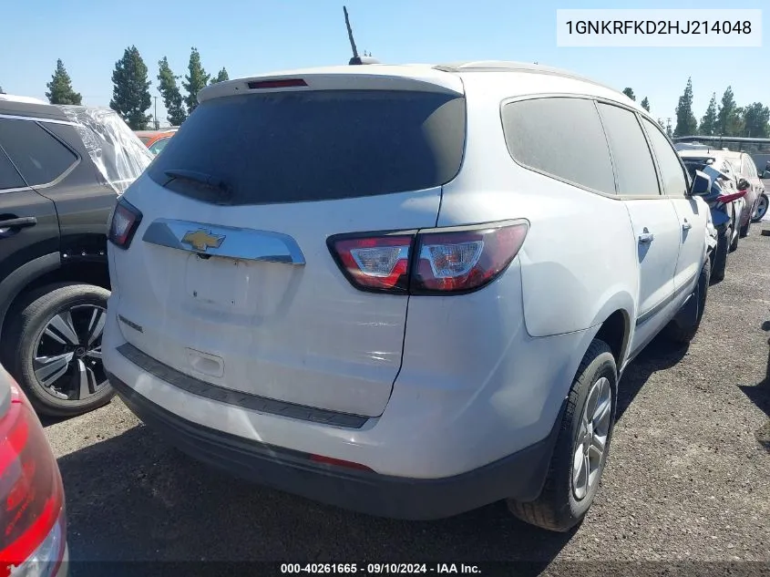 2017 Chevrolet Traverse Ls VIN: 1GNKRFKD2HJ214048 Lot: 40261665