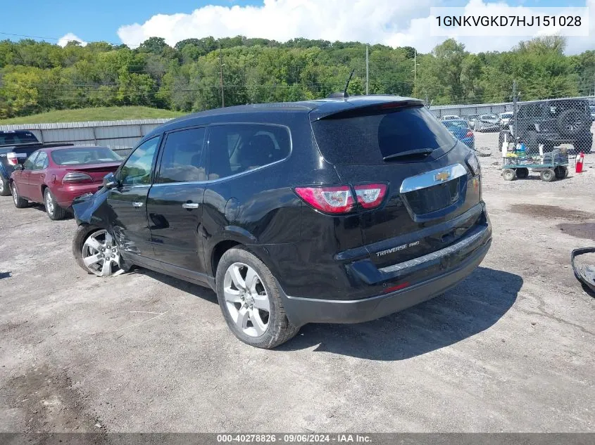 2017 Chevrolet Traverse 1Lt VIN: 1GNKVGKD7HJ151028 Lot: 40278826