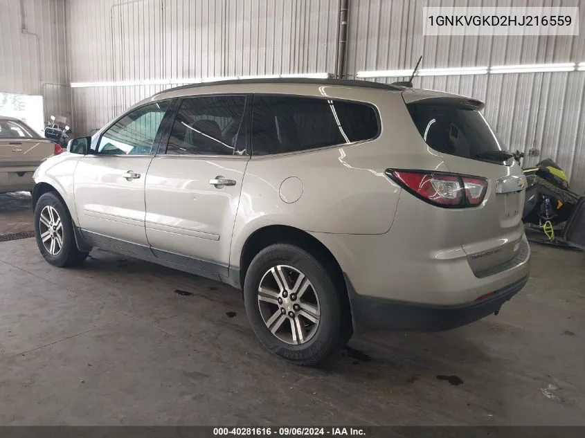 2017 Chevrolet Traverse 1Lt VIN: 1GNKVGKD2HJ216559 Lot: 40281616