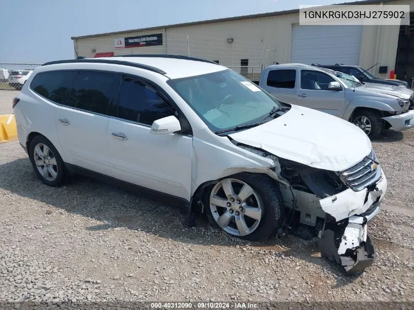 2017 Chevrolet Traverse Lt VIN: 1GNKRGKD3HJ275902 Lot: 40312090