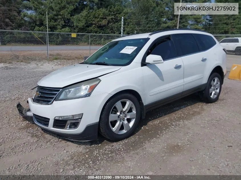 2017 Chevrolet Traverse Lt VIN: 1GNKRGKD3HJ275902 Lot: 40312090