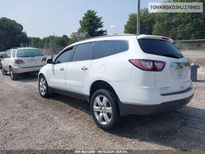 2017 Chevrolet Traverse Lt VIN: 1GNKRGKD3HJ275902 Lot: 40312090