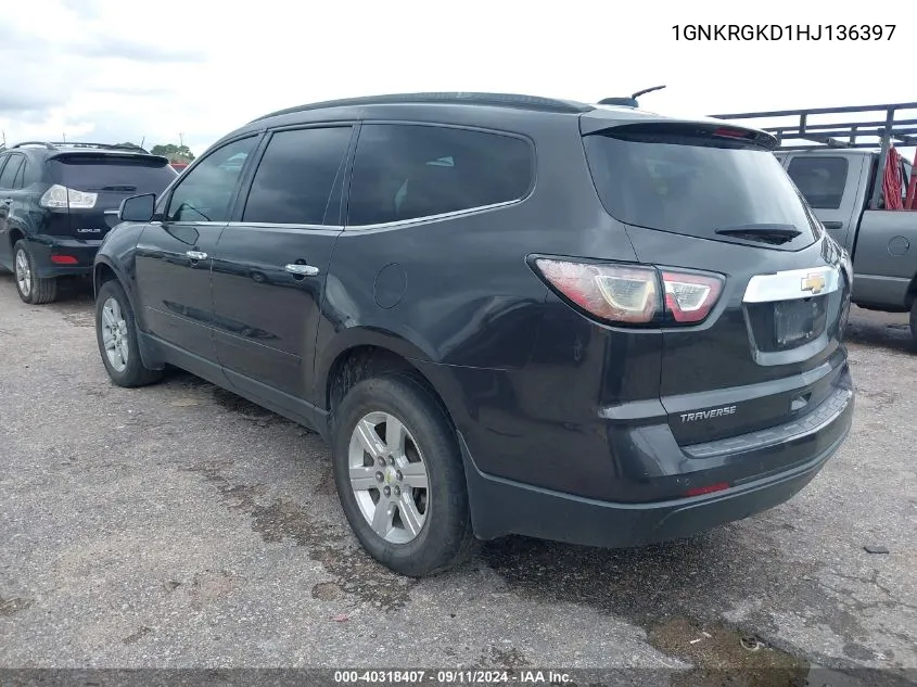 2017 Chevrolet Traverse 1Lt VIN: 1GNKRGKD1HJ136397 Lot: 40318407