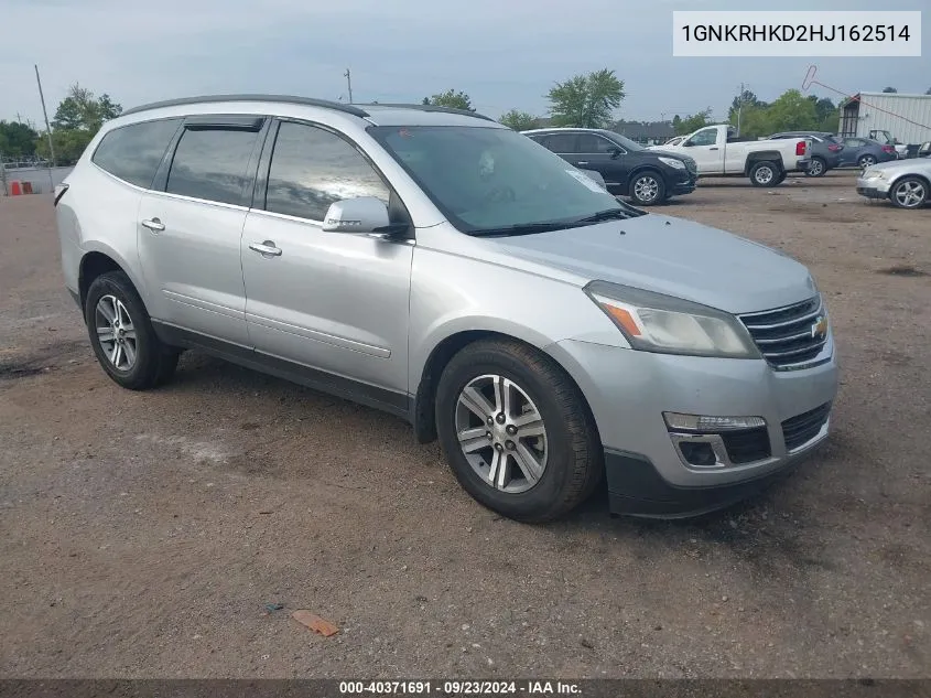 2017 Chevrolet Traverse Lt VIN: 1GNKRHKD2HJ162514 Lot: 40371691