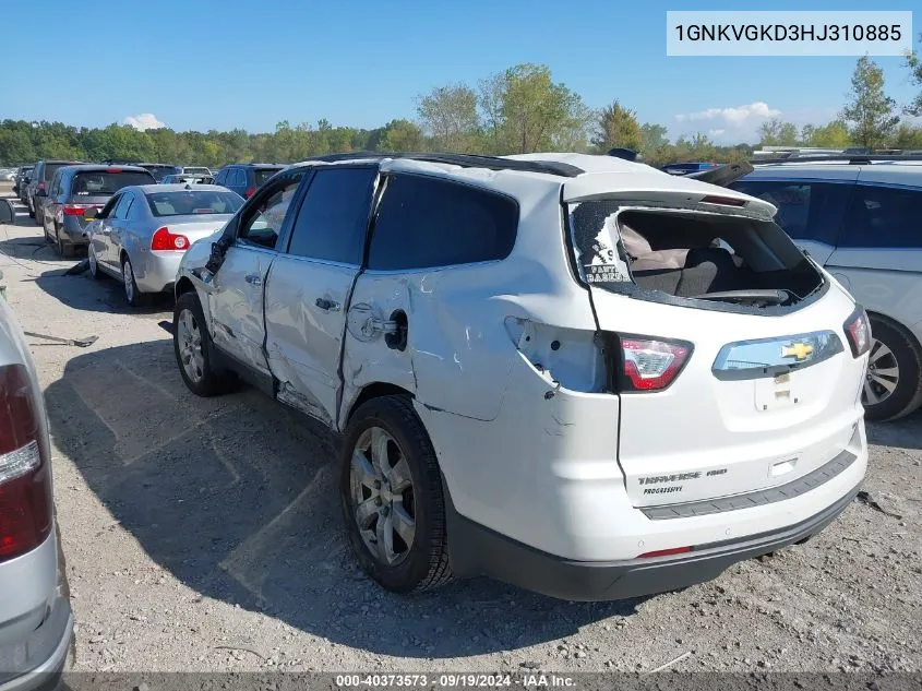 2017 Chevrolet Traverse 1Lt VIN: 1GNKVGKD3HJ310885 Lot: 40373573