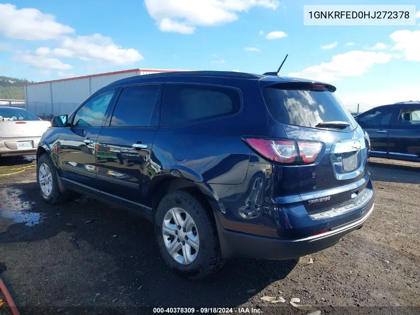 2017 Chevrolet Traverse Ls VIN: 1GNKRFED0HJ272378 Lot: 40378309