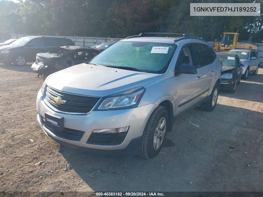 2017 Chevrolet Traverse Ls VIN: 1GNKVFED7HJ189252 Lot: 40383182