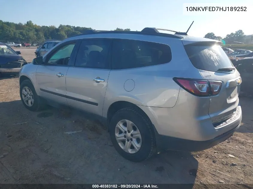 2017 Chevrolet Traverse Ls VIN: 1GNKVFED7HJ189252 Lot: 40383182