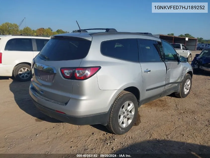 2017 Chevrolet Traverse Ls VIN: 1GNKVFED7HJ189252 Lot: 40383182