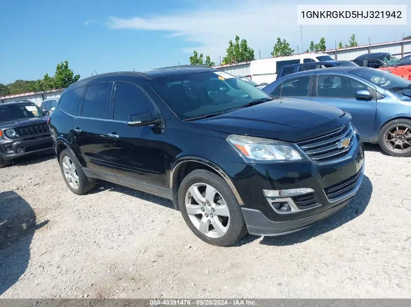 2017 Chevrolet Traverse 1Lt VIN: 1GNKRGKD5HJ321942 Lot: 40391476