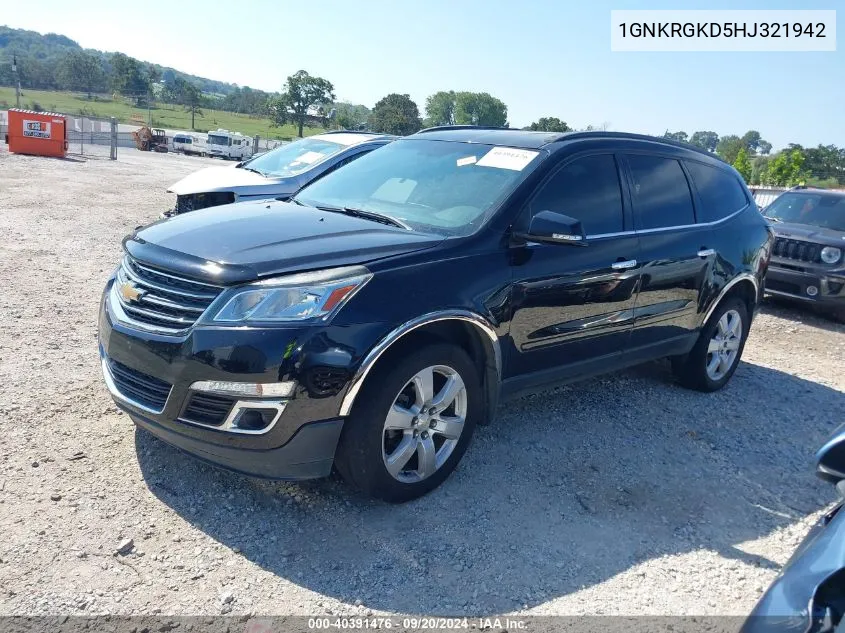 2017 Chevrolet Traverse 1Lt VIN: 1GNKRGKD5HJ321942 Lot: 40391476