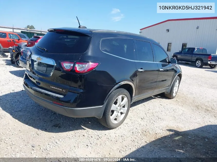 2017 Chevrolet Traverse 1Lt VIN: 1GNKRGKD5HJ321942 Lot: 40391476