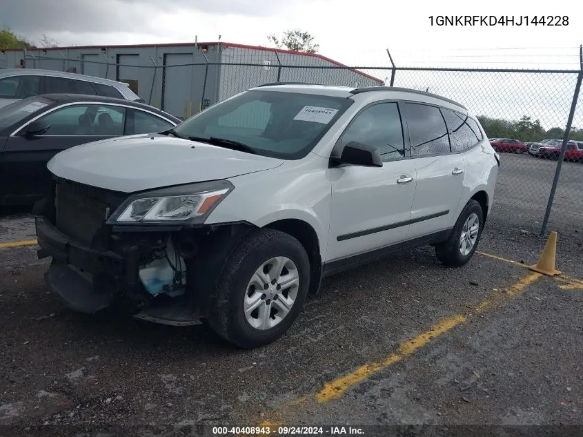 2017 Chevrolet Traverse Ls VIN: 1GNKRFKD4HJ144228 Lot: 40408943