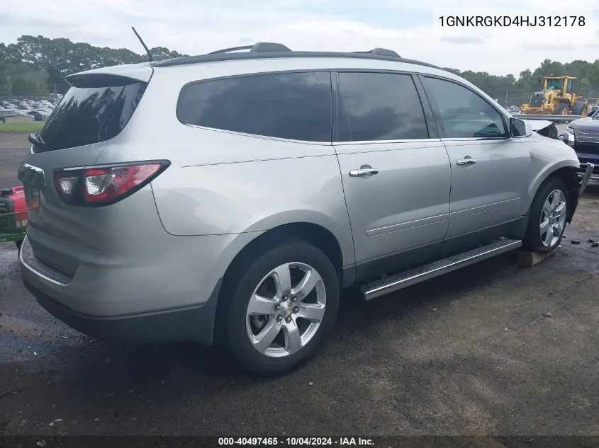 2017 Chevrolet Traverse 1Lt VIN: 1GNKRGKD4HJ312178 Lot: 40497465