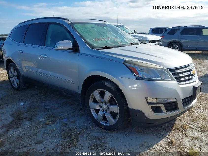 2017 Chevrolet Traverse Lt VIN: 1GNKRGKD4HJ337615 Lot: 40524121